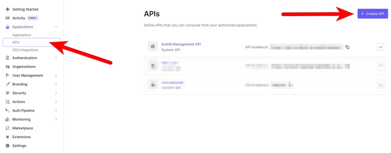 navigate to APIs